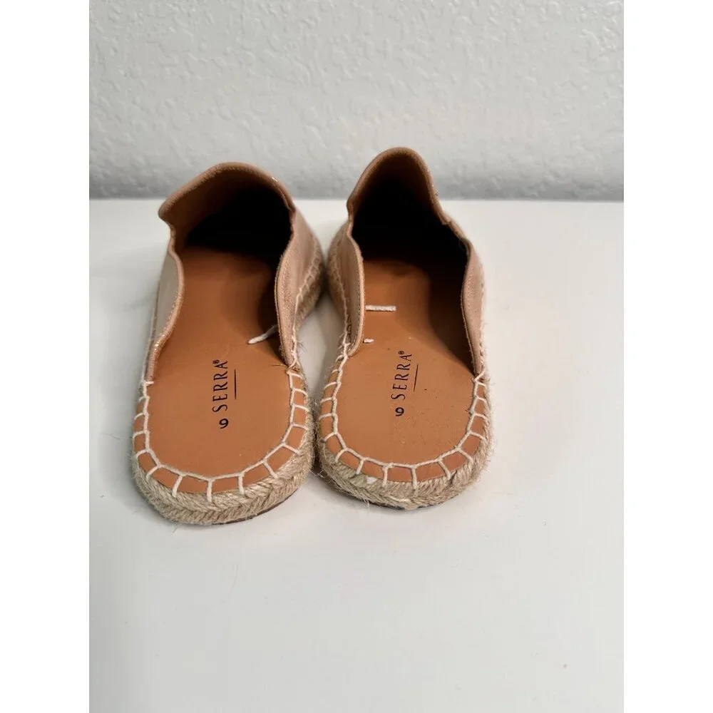 SERRA Women's Metallic Champagne Leather Espadrille Slip-On Mules Size‎ 9